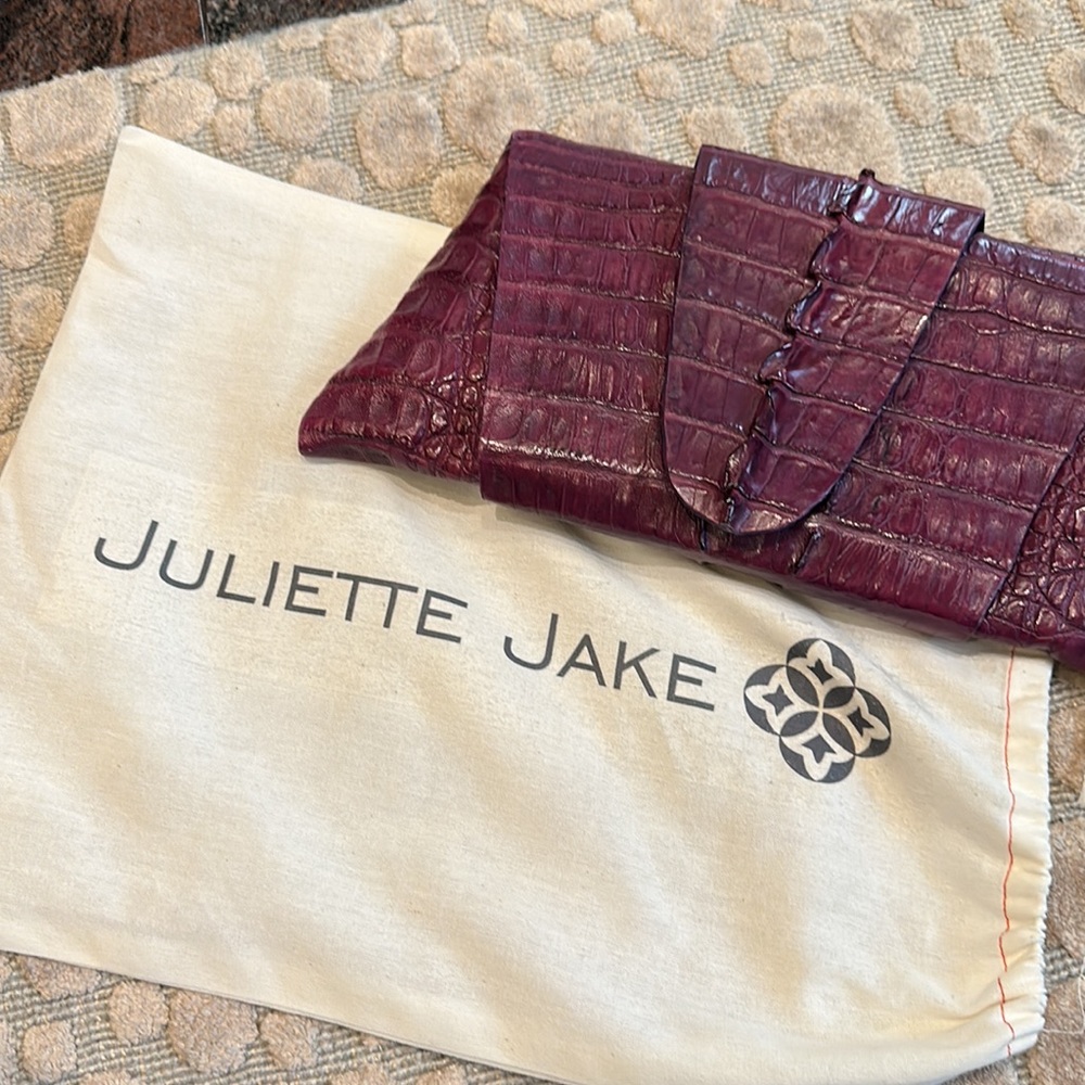 Juliette Jake - purple Wrap Around Crocodile Clutch